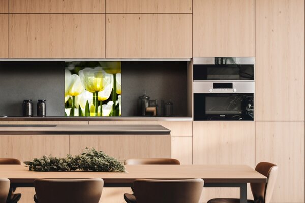 DIMEX | Plexisklo za kuchynskú linku PGT-06060-009 | 60 x 60 cm Biele tulipány
