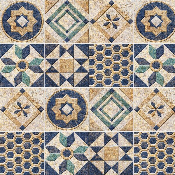 DIMEX | Plexisklo za kuchynskú linku PGT-06060-165 | 60 x 60 cm Modré kachličky