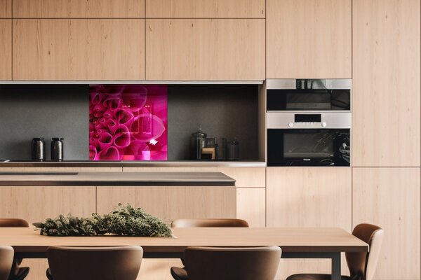 DIMEX | Plexisklo za kuchynskú linku PGT-06060-049 | 60 x 60 cm Ružová georgína
