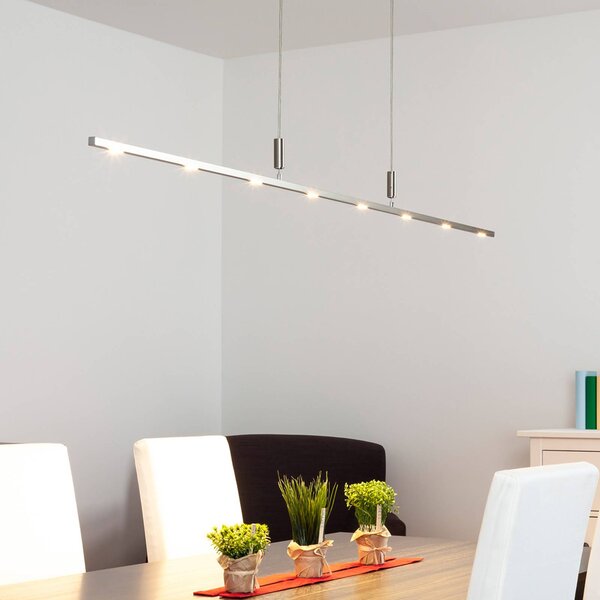 Quitani LED závesné svetlo Tolu, dĺžka 180 cm, stmievateľné, Hliník / sivá / zinok, Obývacia izba / jedáleň, Hliník, Moderný, Závesné svietidlo