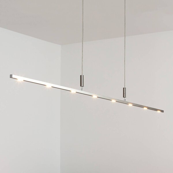 Quitani LED závesné svetlo Tolu, dĺžka 180 cm, stmievateľné, Hliník / sivá / zinok, Obývacia izba / jedáleň, Hliník, Moderný, Závesné svietidlo
