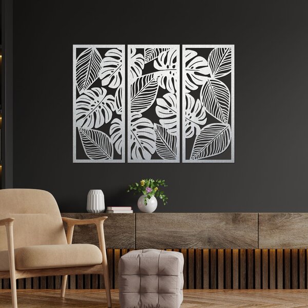Trojdielny obraz monstera pre milovníkov prírody | PORFOLT: Preglejka Topoľ - bez povrchovej úpravy 60 x 45 cm 4408-85051 PR0523