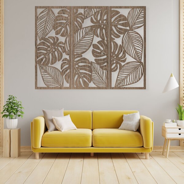 Trojdielny obraz ba stenu monstera | LAJFEN: HDF - Javor 60 x 45 cm 4420-86591 HDF0523