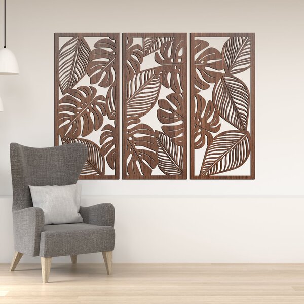 Trojdielny obraz ba stenu monstera | LAJFEN: HDF - Javor 60 x 45 cm 4420-86591 HDF0523