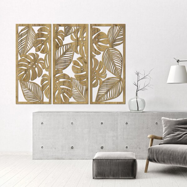 Trojdielny obraz ba stenu monstera | LAJFEN: HDF - Javor 60 x 45 cm 4420-86591 HDF0523