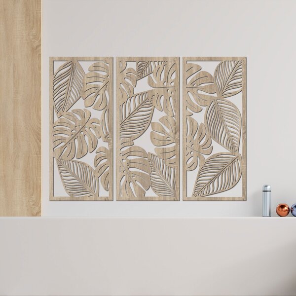 Trojdielny obraz ba stenu monstera | LAJFEN: HDF - Javor 60 x 45 cm 4420-86591 HDF0523