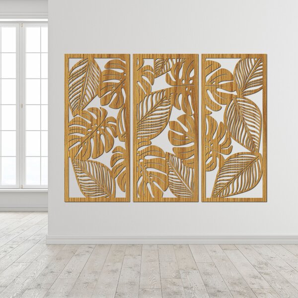 Trojdielny obraz ba stenu monstera | LAJFEN: HDF - Javor 60 x 45 cm 4420-86591 HDF0523