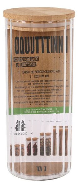 Sklenená dóza na potraviny TITICO s bambusovým vekom 9 x 21 cm