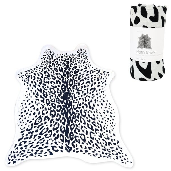 Osuška LEOPARD, čiernobiela 146 x 150 cm, 100% polyester