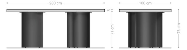 DELIFE Jedálenský stôl Edge 200x100 XL akácia platinová Troa nerezová oceľ kefovaná Live-Edge