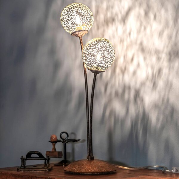 Stolová lampa Paul Neuhaus Greta, hrdzavá/zlatá, kov, 2 svetlá, G9