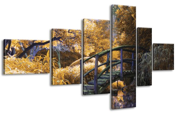 Obraz na plátne Zlatá Japonská záhrada - 6 dielny Rozmery: 180 x 100 cm