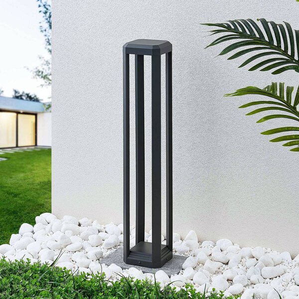 Lucande LED svetlo na chodník Fery, antracitová farba, kov, 80 cm, IP65, Hliník / sivá / zinok, Hliník, Moderný, Osvetlenie príjazdovej cesty