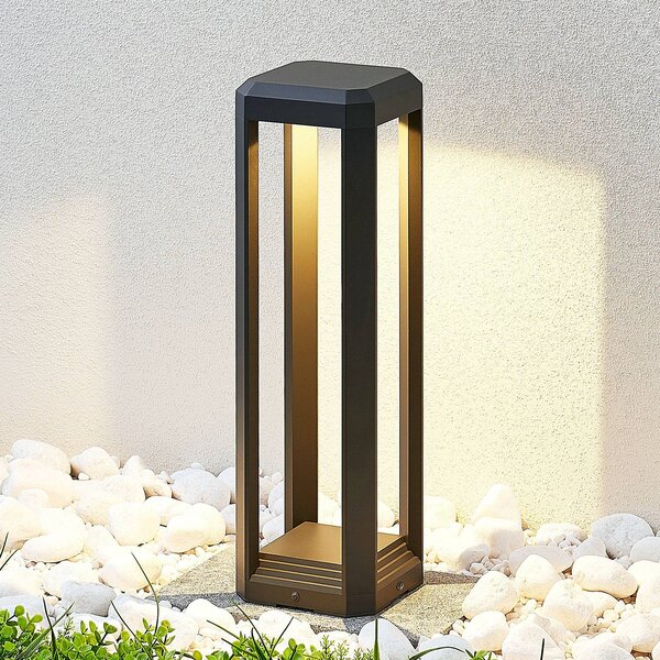 Lucande LED podstavné svietidlo Fery, antracit, kov, 50 cm, IP65, Čierna, Hliník, Moderný, Vonkajčie stĺpové osvetlenie