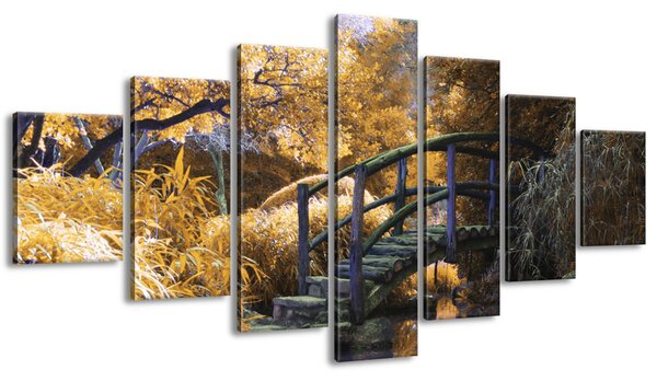 Obraz na plátne Zlatá Japonská záhrada - 7 dielny Rozmery: 210 x 100 cm