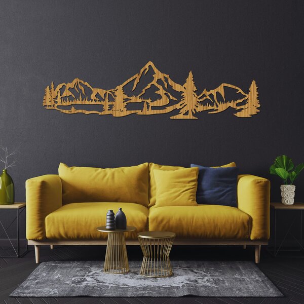 Vyrezávaný obraz na stenu s motívom hôr a lesa - NATURAE: HDF - Javor 30 x 113 cm 4458-92694 HDF0529