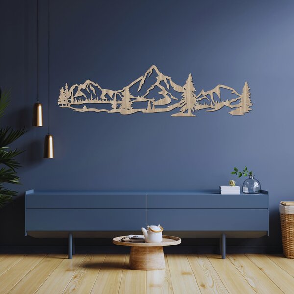 Vyrezávaný obraz na stenu s motívom hôr a lesa - NATURAE: HDF - Javor 30 x 113 cm 4458-92694 HDF0529