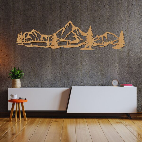 Vyrezávaný obraz na stenu s motívom hôr a lesa - NATURAE: HDF - Javor 30 x 113 cm 4458-92694 HDF0529