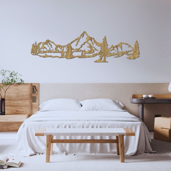 Vyrezávaný obraz na stenu s motívom hôr a lesa - NATURAE: HDF - Javor 30 x 113 cm 4458-92694 HDF0529