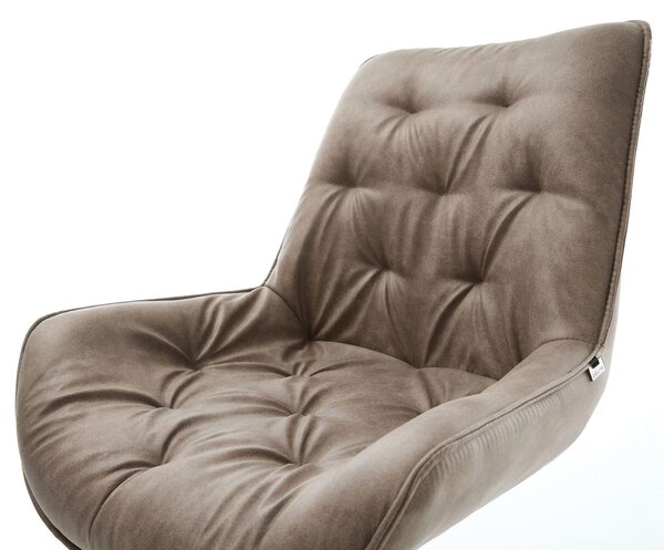 DELIFE Otočná jedálenská stolička Taimi-Flex mikrovlákno taupe vintage krížová podstava široká čierna 360° otočná hojdacia funkcia