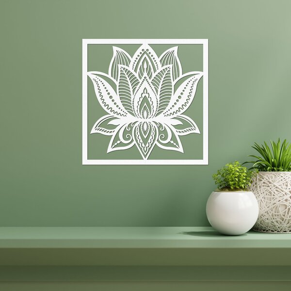 Mandala lotosový kvet na stenu dizajn štvorec - ALAKSTRA: Preglejka Topoľ - Honey 3071 30 cm 4464-92739 PR0465
