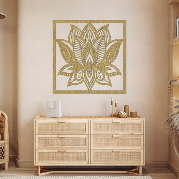 Mandala lotosový kvet na stenu dizajn štvorec - ALAKSTRA: Preglejka Topoľ - Honey 3071 30 cm 4464-92739 PR0465
