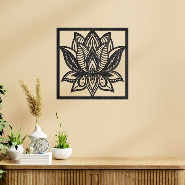 Mandala lotosový kvet na stenu dizajn štvorec - ALAKSTRA: Preglejka Topoľ - Honey 3071 30 cm 4464-92739 PR0465