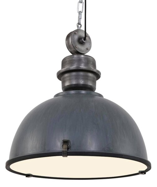 Sivá závesná lampa Bikkel XXL, priemyselný dizajn, Hliník / sivá / zinok, Obývacia izba / jedáleň, kov, Industriálny dizajn, Závesné svietidlo