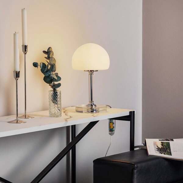 Ancilla – pochrómovaná stolná LED lampa, stmievač, Chrómová / strieborná, Obývacia izba / jedáleň, kov, Moderný, Stojacie svietidlo