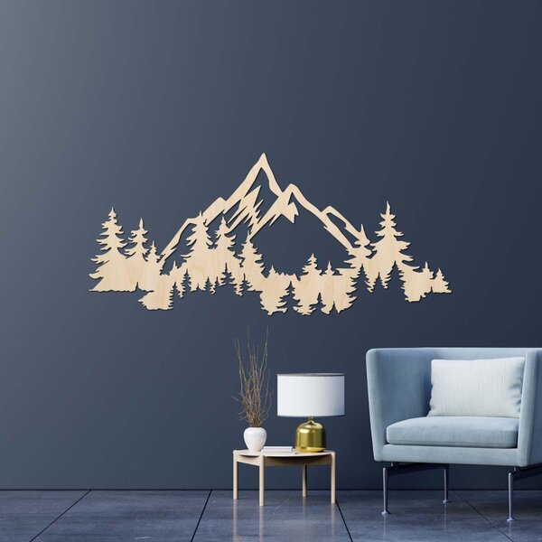 Moderná drevená dekorácia na stenu hory a les | CEADER: Preglejka Topoľ - Honey 3071 55 x 24 cm 4466-92883 PR0526