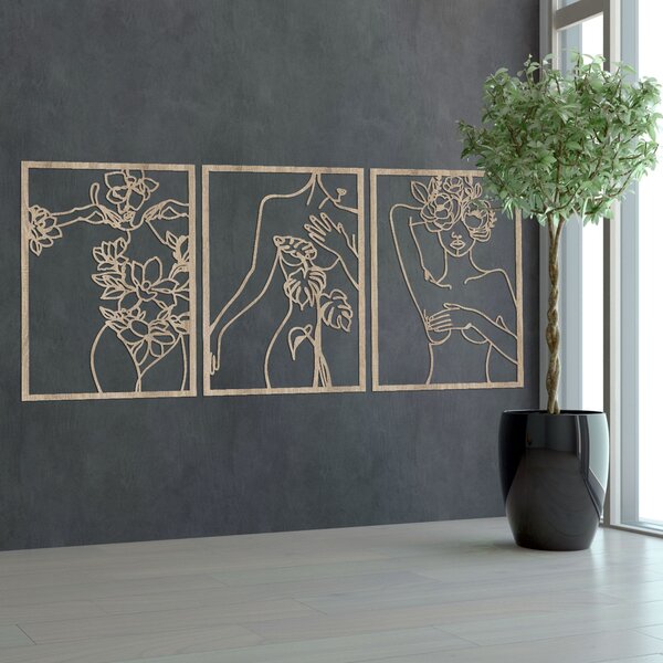 Viacdielna dekorácia na stenu žena | FEMIN: HDF - Javor 65 x 30 cm 4475-94047 HDF0480