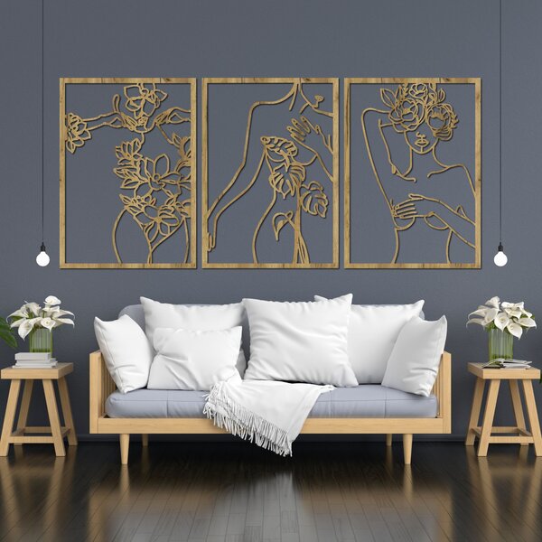 Viacdielna dekorácia na stenu žena | FEMIN: HDF - Javor 65 x 30 cm 4475-94047 HDF0480