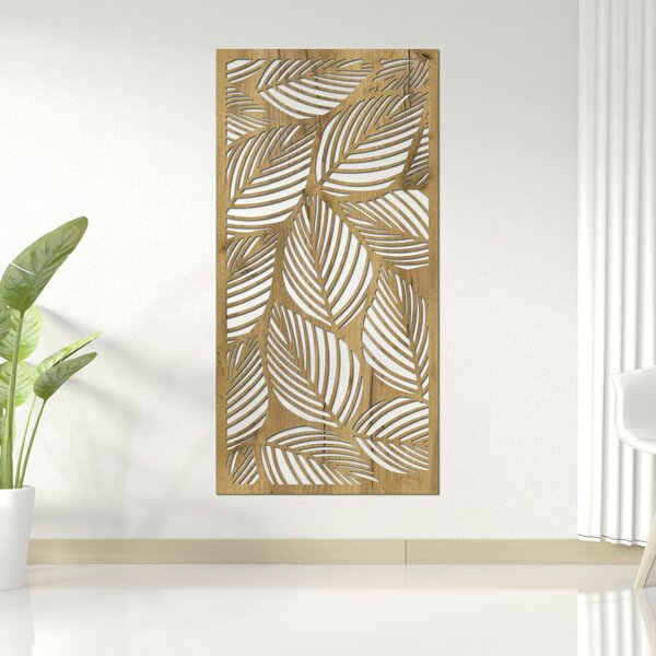 Drevená nástenná dekorácia List – tropický panelový obraz | LUFUS: HDF - Javor 40 x 20 cm 4478-94182 HDF0268