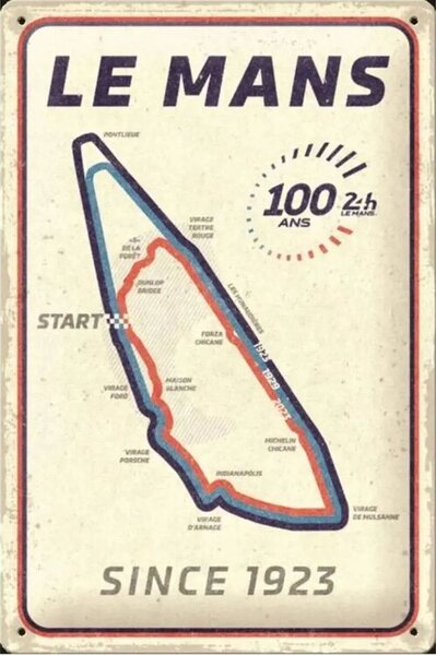 Plechová ceduľa 24h Le Mans - Curcui 100 Ans, (20 x 30 cm)