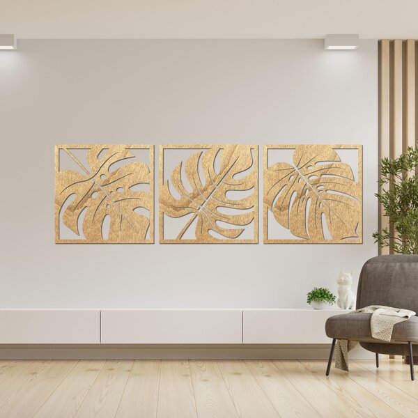 Drevená nástenná dekorácia monstera | SALAS: Preglejka Topoľ - Honey 3071 20 x 60 cm 4483-94862 PR0536