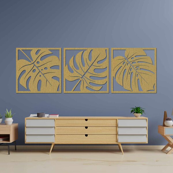 Drevená nástenná dekorácia monstera | SALAS: Preglejka Topoľ - Honey 3071 20 x 60 cm 4483-94862 PR0536