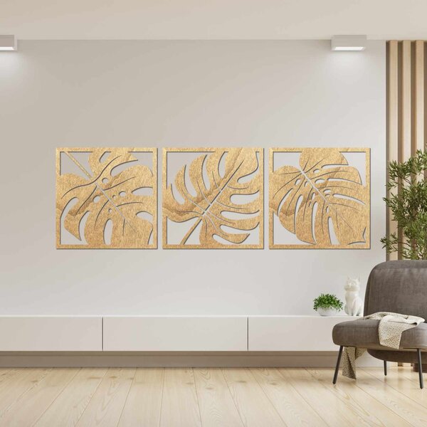 Drevená nástenná dekorácia monstera | SALAS: Preglejka Topoľ - Honey 3071 20 x 60 cm 4483-94862 PR0536