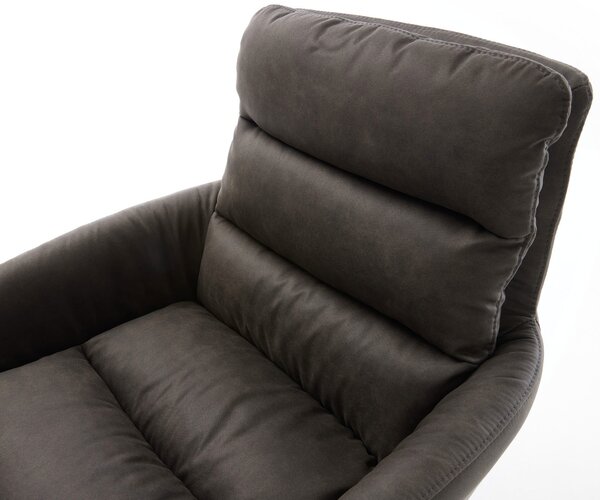 DELIFE Otočná jedálenská stolička Abelia-Flex s opierkami mikrovlákno antracit vintage krížová podstava široká nerezová oceľ 360° otočná hojdacia funkcia