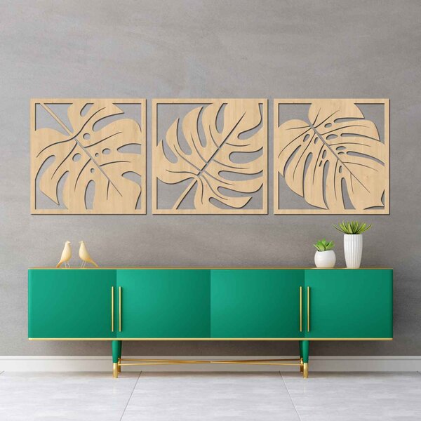 Prírodná nástenná dekorácia monstera | SELERE: HDF - Javor 20 x 60 cm 4484-95124 HDF0536