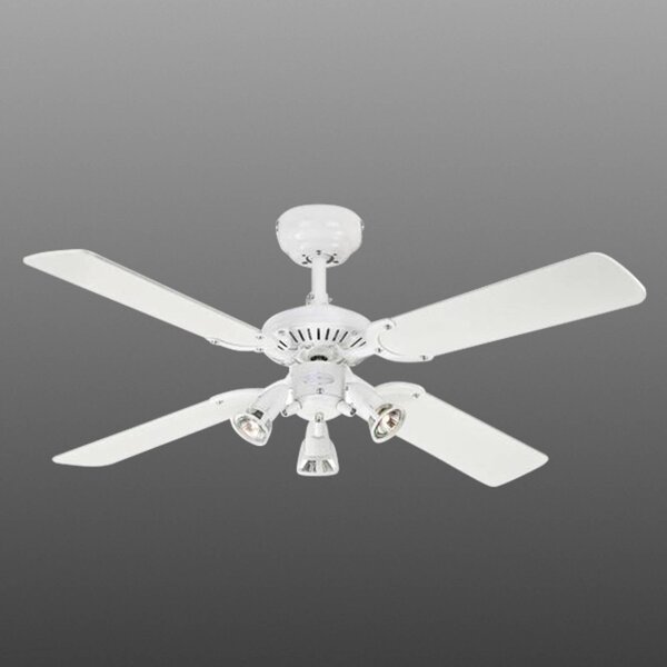 Westinghouse Princess Euro ventilátor, 3-plameňový, Biela / opálová, Obývacia izba / jedáleň, Drevo, Moderný