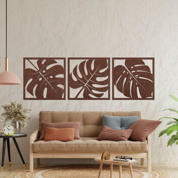 Drevená nástenná dekorácia monstera | SALAS: Preglejka Topoľ - Honey 3071 20 x 60 cm 4483-94862 PR0536