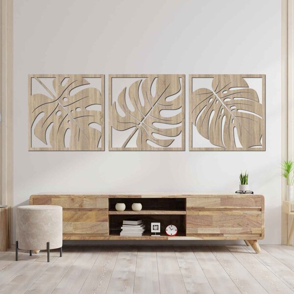 Prírodná nástenná dekorácia monstera | SELERE: HDF - Javor 20 x 60 cm 4484-95124 HDF0536
