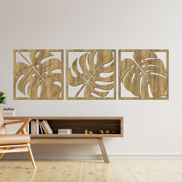 Prírodná nástenná dekorácia monstera | SELERE: HDF - Javor 20 x 60 cm 4484-95124 HDF0536