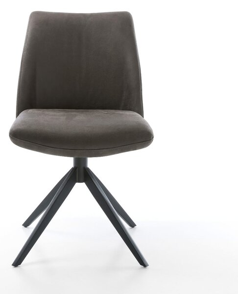 DELIFE Otočná jedálenská stolička Elso-Flex mikrovlákno antracit vintage krížová podstava široká čierna 360° otočná hojdacia funkcia vrecková pružina