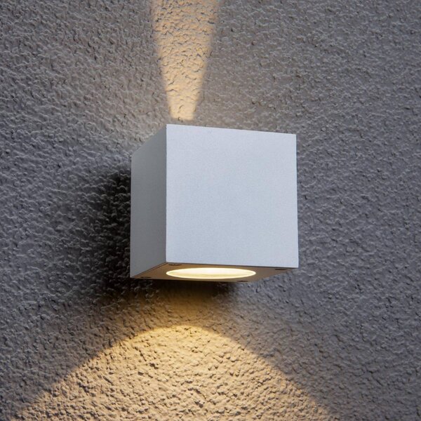 Lucande LED vonkajšie nástenné svietidlo Jarno, biele, kov, 9 cm, Biela / opálová, Hliník, Moderný, Nástenné svietidlo