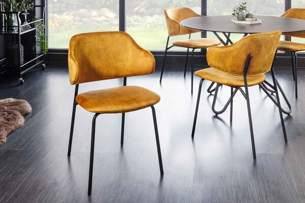 Dizajnová jedálenská stolička Takuya horčicový zamat