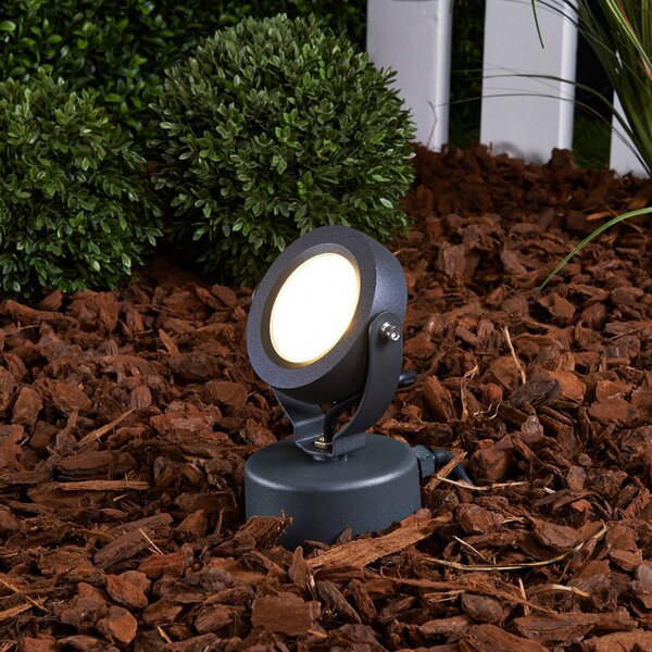 Lucande LED vonkajšie bodové svietidlo Gavin, 33 cm, antracit, hliník, Čierna, Hliník, Vonkajše bodové svietidlo / bodateľné do zeme