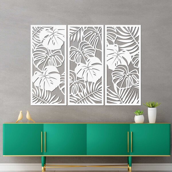 Trojdielny obraz na stenu s listom monstera | TROPICI: Preglejka Topoľ - Honey 3071 60 x 45 cm 4490-95690 PR0533