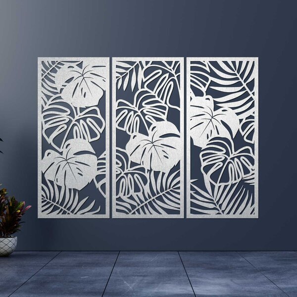 Trojdielny obraz na stenu s listom monstera | TROPICI: Preglejka Topoľ - Honey 3071 60 x 45 cm 4490-95690 PR0533