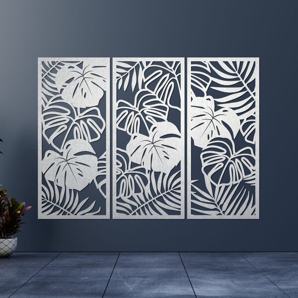 Trojdielny obraz na stenu s listom monstera | TROPICI: Preglejka Topoľ - Honey 3071 60 x 45 cm 4490-95690 PR0533